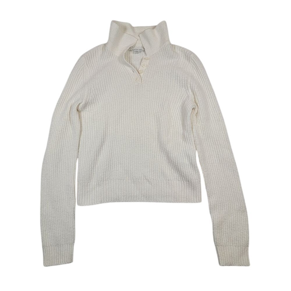 American Eagle Women's Knit Polo Sweater Sz S Small Cream White